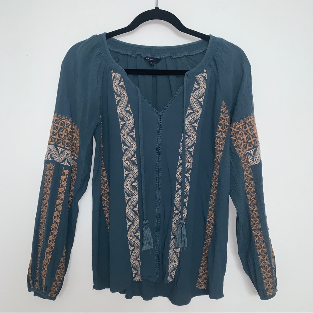 American Eagle Long Sleeve Boho Blouse